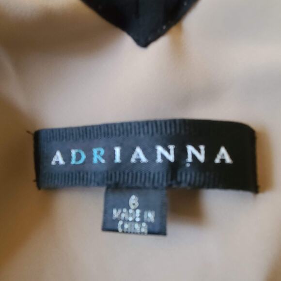 ADRIANNA PAPELL 100% Silk Beaded Midi Dress Asymmetric Hem Retro Style Women's 6 - Picture 10 of 13